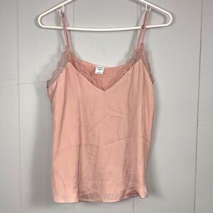 Melrose and Market Blush Pink Babydoll Lace Trim Cami Size Medium Casual Cute